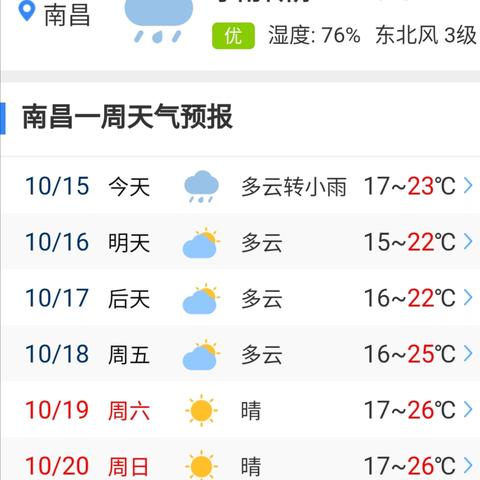 江西南昌一周天气预报（江西南昌一周天气预报七天）